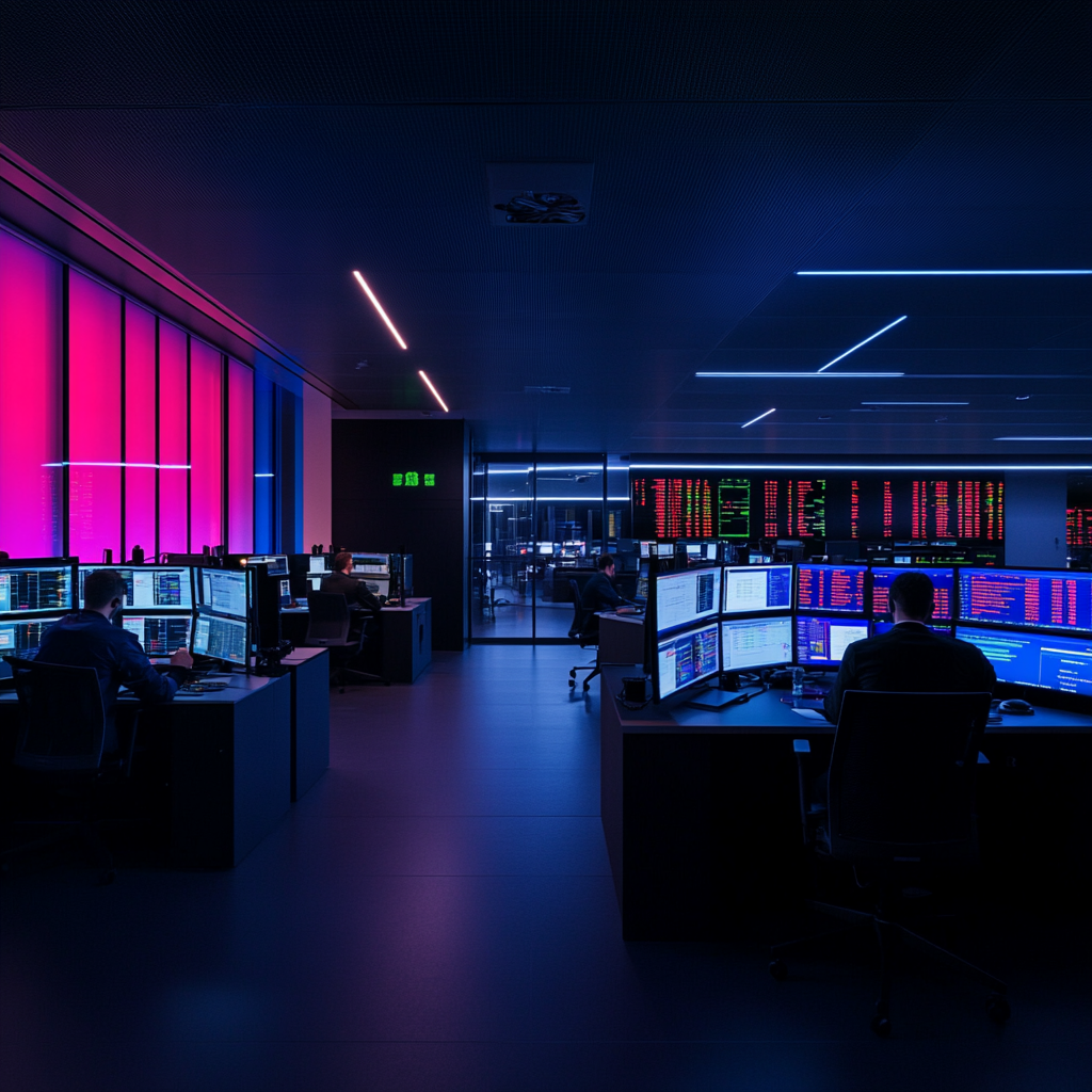 Financial trading floor at opening