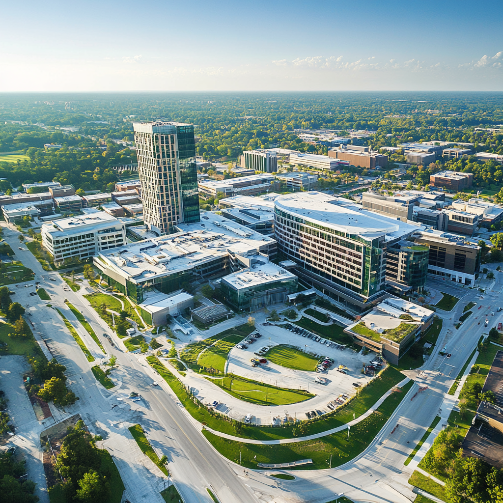 Hospital medical center aerial