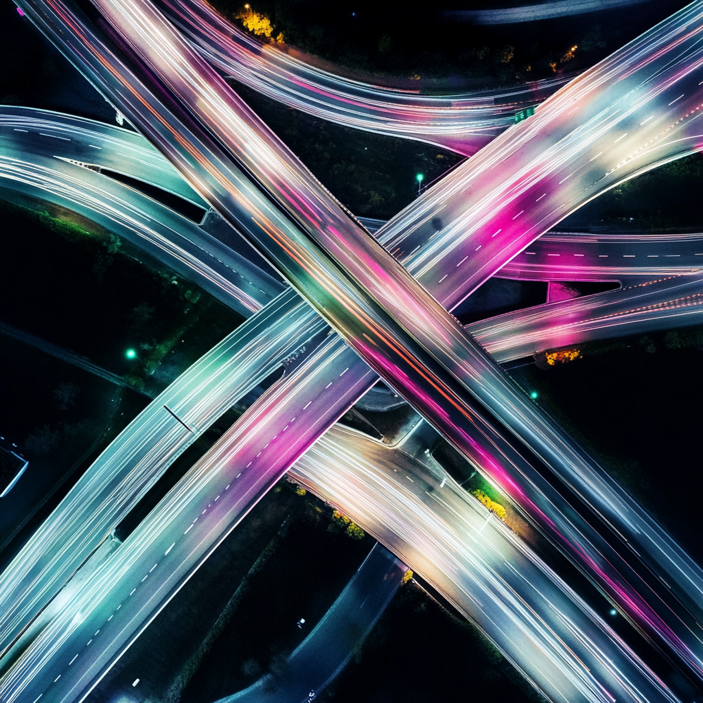 Aerial night view of a major data center &mdash; cloud at scale